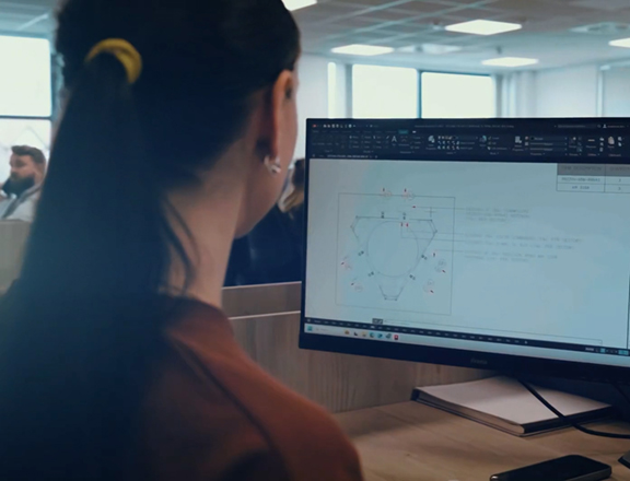 employee working on computer designs